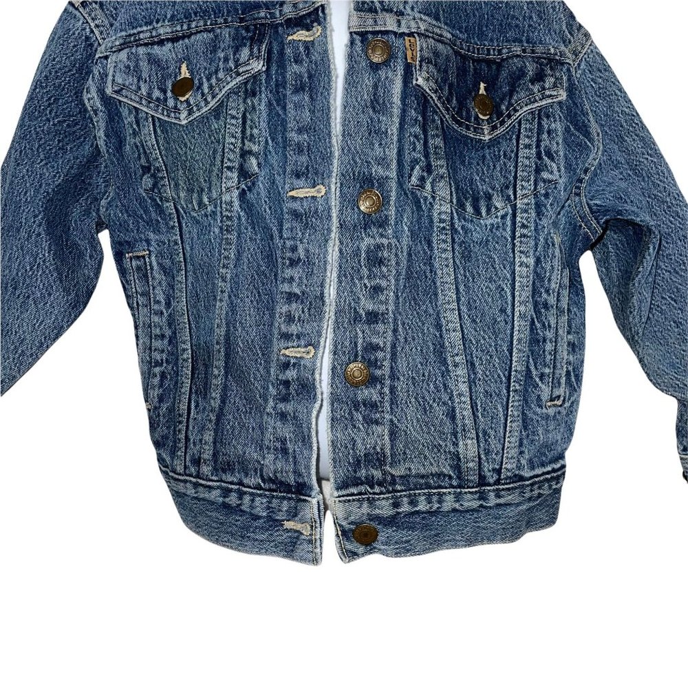 Levi's Vintage 1980's Orange Tab Medium Wash Denim Trucker Jacket Boy's Small - Picture 3 of 8